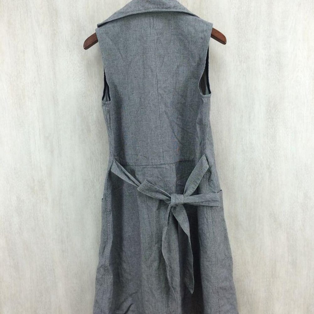 MHL by Margaret Howell Houndstooth chef check wrap dress cotton linen size 1 - Picture 4 of 9